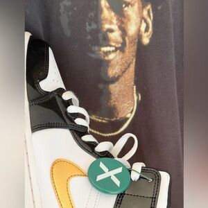 Jordan High-Top Sneakers in Black, White & Gold